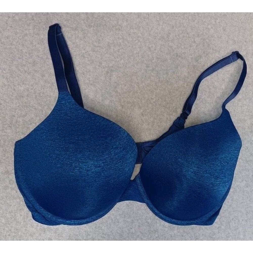 Victoria Secret Padded Perfect Coverage Bra 38DD Heather Blue Underwire Tshirt